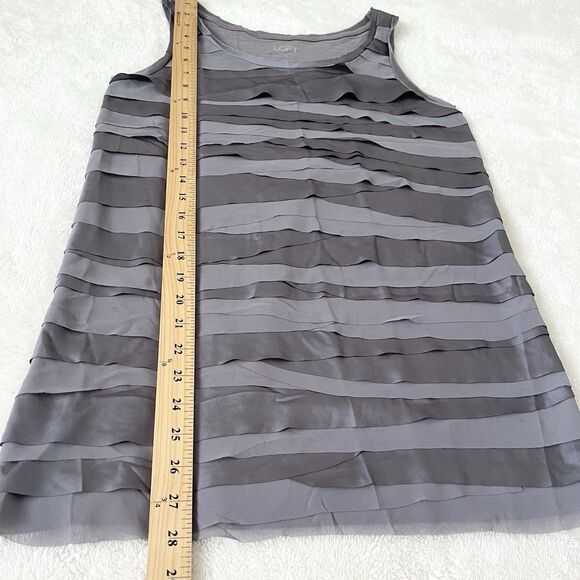 Ann Taylor Loft Tank Top Womens Size S Tiered Straps Sleeveless Dark Gray Knit - Picture 8 of 10